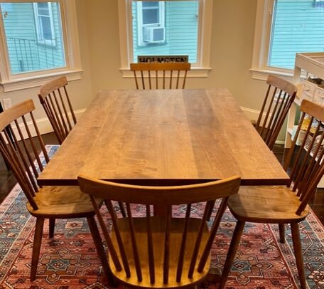 Birch Sutton table with java oil and maple cody chairs