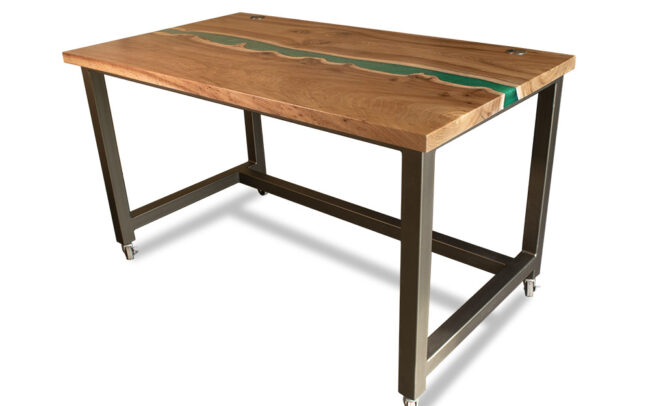 green epoxy river desk